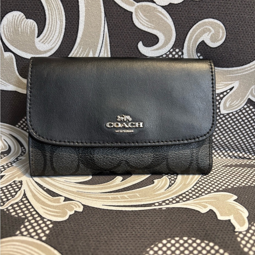 Coach Black Leather and Canvas Wallet
